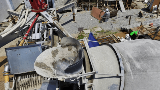 Concrete mixer at a construction site