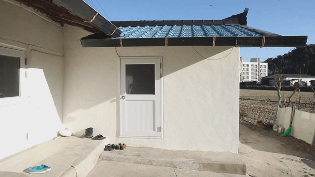Rural house with shoes at the entrance