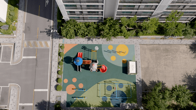 Empty playground in a residential area