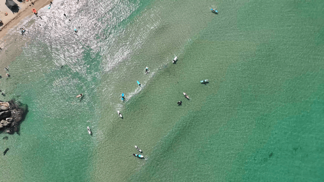 People paddleboarding on clear water