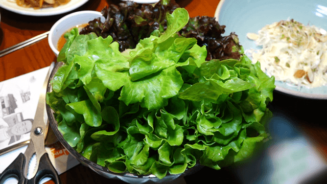 Fresh lettuce on the dining table