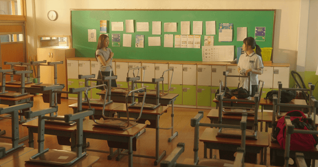 Students in a classroom after school