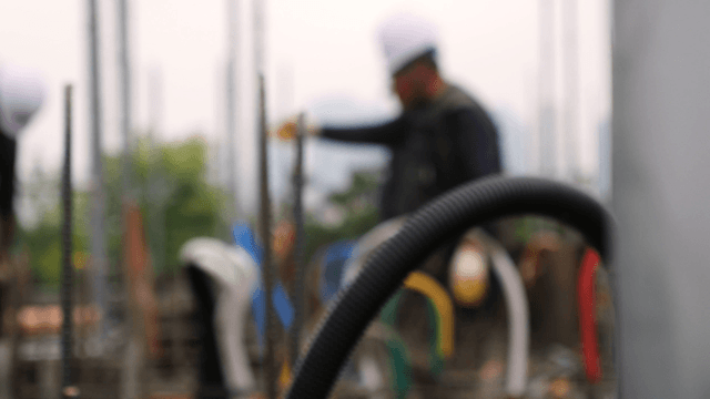 Construction workers at a building site
