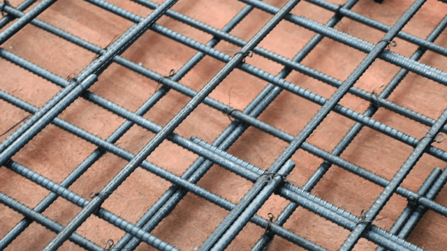 Rebar grid on a construction site