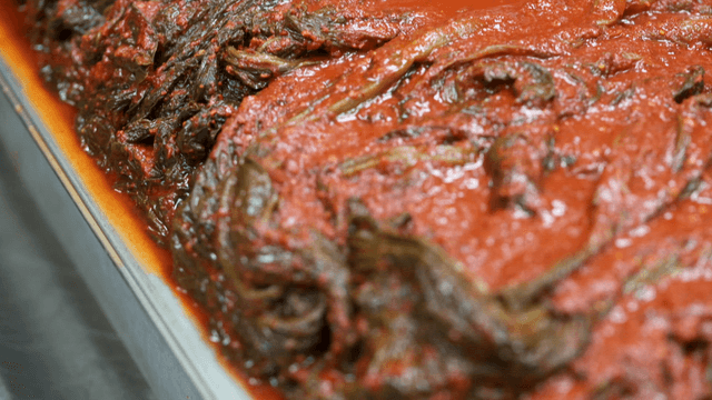 Fresh gatgimchi in stainless container