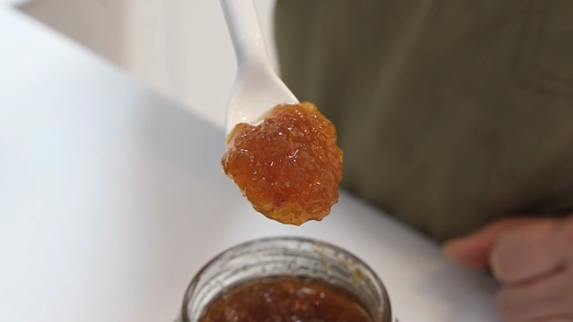 Spoonful of pear and bellflower root preserves