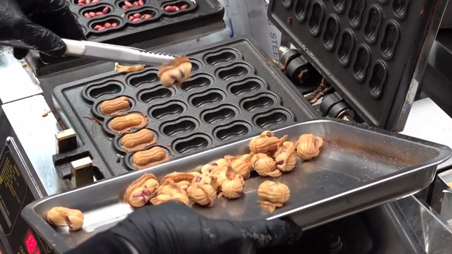 Freshly baked peanut-shaped bread