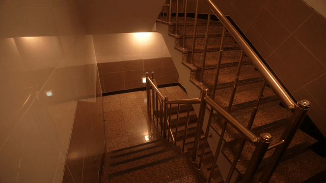 Indoor staircase with warm lighting
