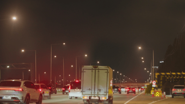 Night traffic on a busy highway