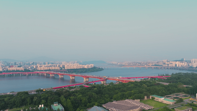 Seoul landscape with bridge over the river