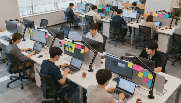 IT office workers focusing on tasks