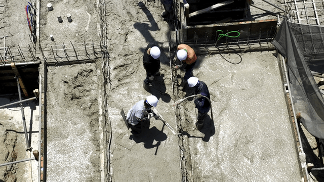 Construction workers at a building site