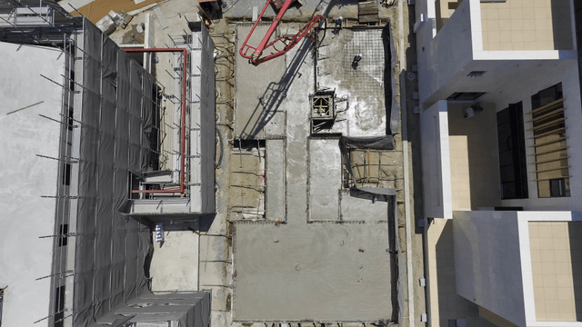 Construction site with concrete pouring
