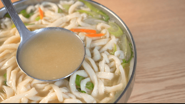 Hand-cut noodle soup with vegetables and rich broth