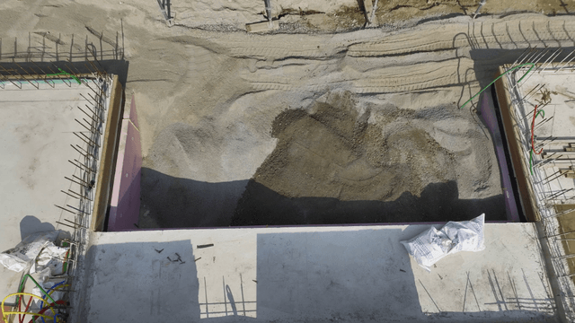 Construction site with sand and materials