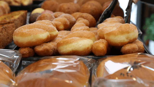 Variety of freshly baked donuts