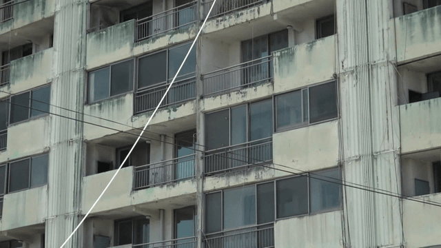 Old apartment building with weathered facade