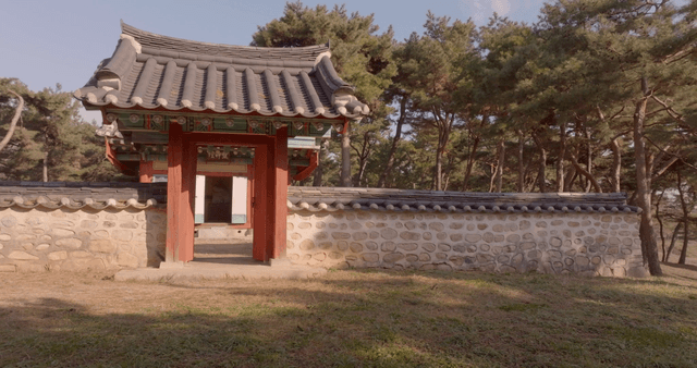 Traditional Korean gate in a serene setting