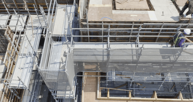 Construction workers on a building site