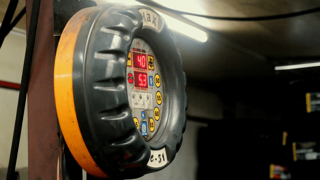 Tire pressure gauge in a workshop