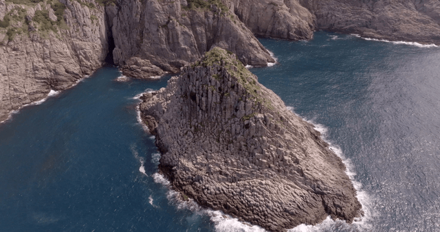 Rocky island surrounded by the sea