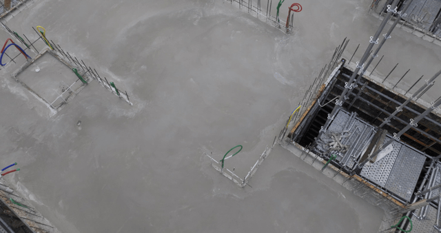 Concrete foundation at a construction site
