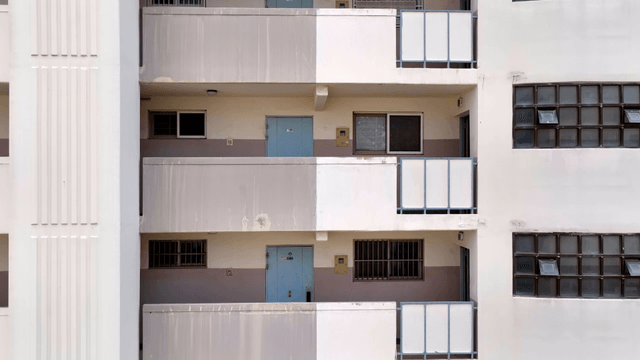 Apartment building exterior with balconies