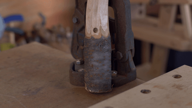 Close-up of a woodworking tool on a table