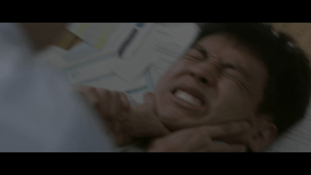 Student suffering in pain from choking