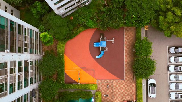 Colorful playground in an urban area