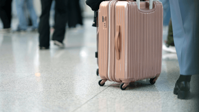 People with luggage at an airport