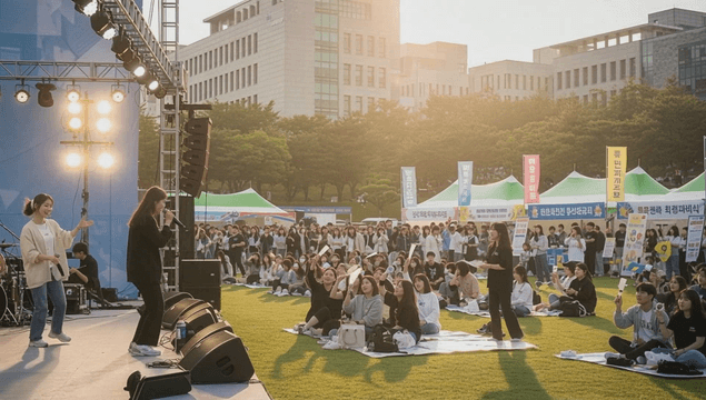 Outdoor concert with lively audience