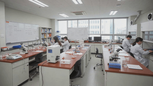 Scientists working in a modern laboratory