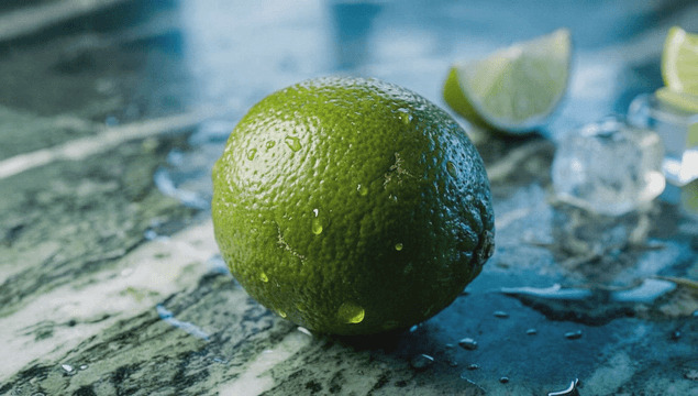 Fresh lime with water droplets