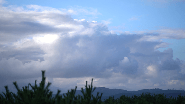 Cloudy sky over distant mountain