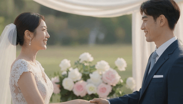 Couple exchanging vows at a wedding