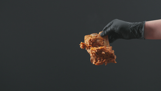 One pork backbone lifted from stew