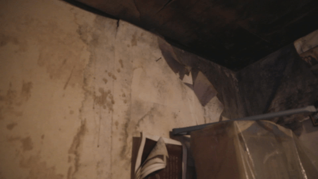 Old wall with peeling wallpaper