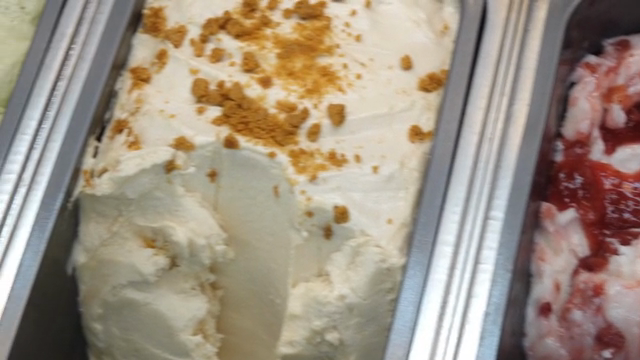 Various flavors of ice cream in trays