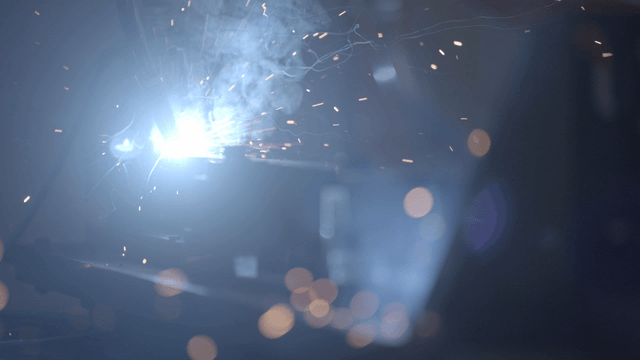 Sparks flying from a welding machine