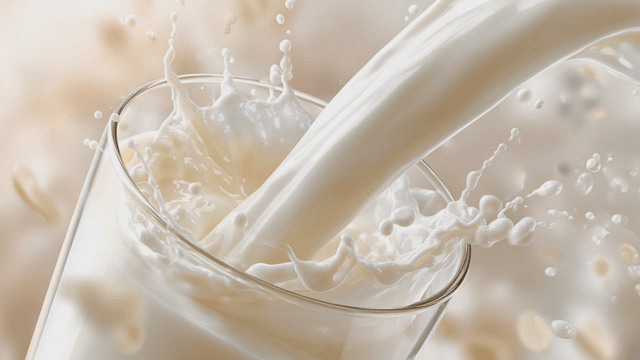 Milk pouring into a clear glass