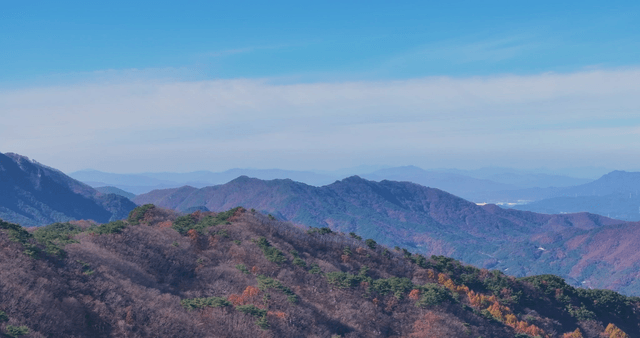 Expansive mountain range under clear sky