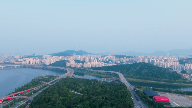 Seoul cityscape with green spaces