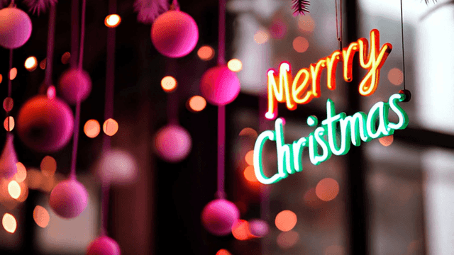 Colorful Christmas decorations indoors