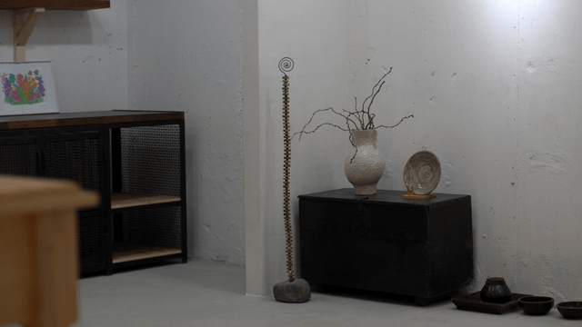 Cozy indoor corner with decor items