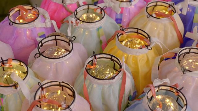 Colorful lanterns with glowing lights