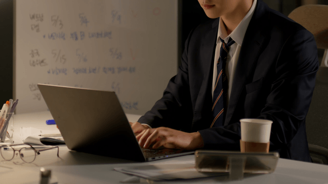 Businessman working late at the office