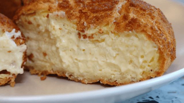 Cream-filled bread on a plate