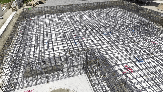 Construction site with foundation work
