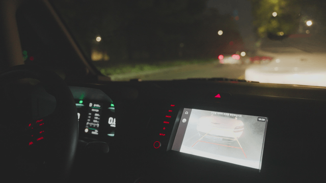 Night driving with rear camera on